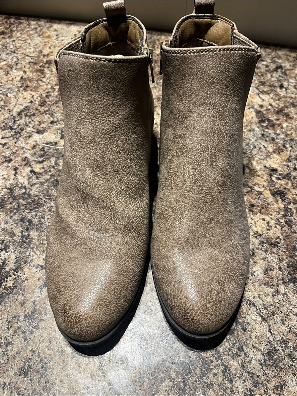 Denver Hayes Taupe Faux-Leather Ankle Booties